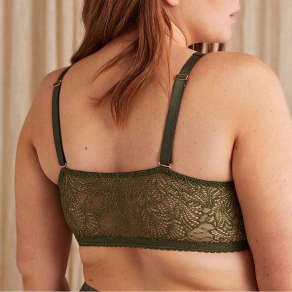 Addition Elle Deesse Wireless Lace Green Bra 3X - Picture 2 of 8